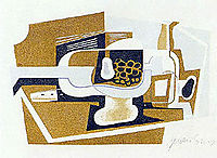 Still Life with Guitar and Bottle, 1919-1922, gris