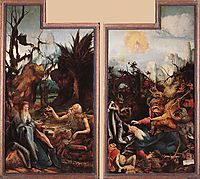 Visit of St. Anthony to St. Paul and Temptation of St. Anthony, c.1515, grunewald