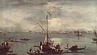 The Lagoon with Boats, Gondolas, and Rafts, 1758, guardi