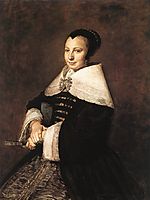 Portrait of a Seated Woman Holding a Fan , hals