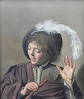 Singing Boy with a Flute, 1623, hals