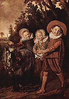 Three childeren with a goat cart, hals