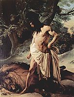 Samson Slays the Lion, hayez