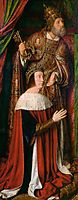 Peter II de Beaujeu of Bourbon with St. Peter -  left wing of the Bourbon Altarpiece, 1498, hey
