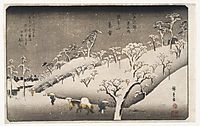 Evening Snow on the Asuka Mountain, 1841, hiroshige