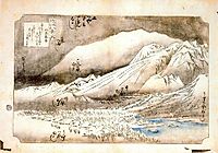 Evening Snow on Mount Hira, hiroshige