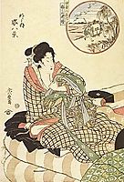 In circle, figure piece, (Outdoor) , 1821, hiroshige