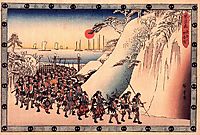 Ronin Enter Sengakuji Temple to Pay Homage to Their Lord, Enya, hiroshige