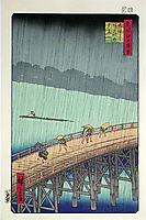 Sudden Shower over Shin-Ohashi Bridge at Atake, 1856, hiroshige