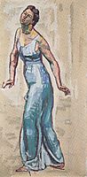 Border woman figure in blue Gwand, 1915, hodler