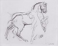 Cavalryman striding a horse , 1908, hodler