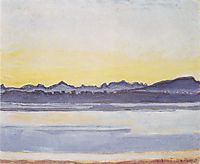 Lake Geneva with Mont Blanc before sunrise, 1918, hodler