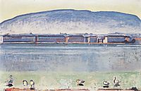 Lake Geneva with six swans, 1914, hodler