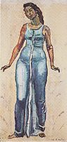 Standing female figure in a blue dress, c.1915, hodler