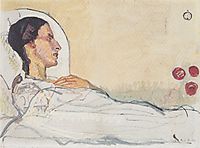 Valentine Gode Darel in hospital bed, 1914, hodler