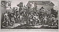 Hudibras Encounters the Skimmington, from -Hudibras-, by Samuel Butler, 1726, hogarth