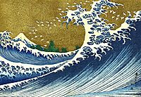 A colored version of the Big wave, hokusai