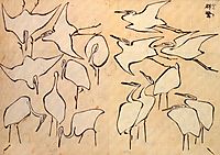 Cranes from Quick Lessons in Simplified Drawing, 1823, hokusai