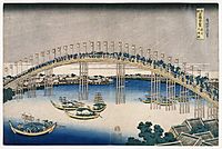 The Festival of Lanterns on Temma Bridge, 1834, hokusai