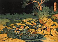 Fishing by Torchlight in Kai Province, from Oceans of Wisdom, c.1833, hokusai