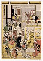 New Year-s Days of the Teahouse Ogi-ya, 1812, hokusai