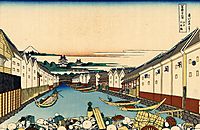 Nihonbashi bridge in Edo, hokusai