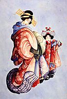 Oiran and Kamuro, hokusai