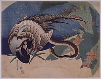 Pheasant and Snake, 1833, hokusai