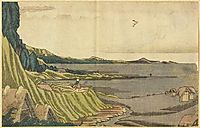 View of the beach at low tide Noboto from the coast to Gyôtoku, hokusai