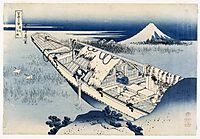 View of Fuji from a Boat at Ushibori, 1837, hokusai