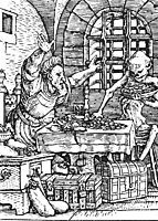 Death and the Miser, from The Dance of Death, 1523, holbein