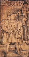 Henry VIII and Henry VII, cartoon for wall painting in Whitehall, 1537, holbein