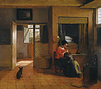 Interior with a Mother delousing her Child, c.1660, hooch