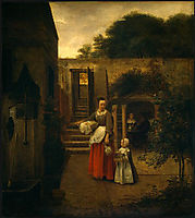 Woman and Child in a Courtyard, c.1660, hooch