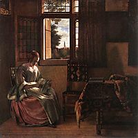 Woman Reading a Letter, 1664, hooch