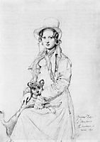 Mademoiselle Henriette Ursule Claire, maybe Thevenin, and her dog Trim, ingres