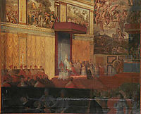 Nomination of a prefect of Rome in the Sistine Chapel, 1848, ingres