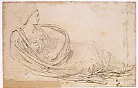 Study for the ceiling of City Hall. Figure symbolizing the city of Madrid, 1853, ingres