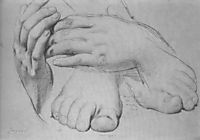 Study of Hands and Feet for The Golden Age, 1862, ingres
