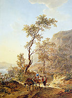 Italian landscape with herdsmen couple, jacobvanstrij