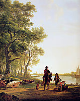 Italian landscape with travellers, jacobvanstrij