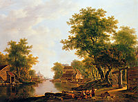 Landscape with river near Dordrecht, jacobvanstrij