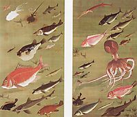 Octopus and Fish, 1760, jakuchu