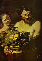 Satyr and Girl with a Basket of Fruit, jordaens