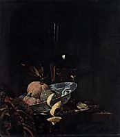 Still-Life with Fruit, Glassware, and a Wanli Bowl, 1659, kalf