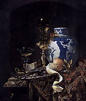 Still-Life with a Late Ming Ginger Jar, 1669, kalf