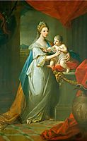 Portrait of Augusta of Hanover with her first born son Karl Georg of Brunswick, 1767, kauffman
