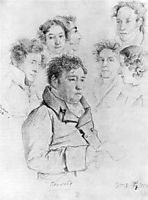 Ivan Krylov among artists, 1808, kiprensky