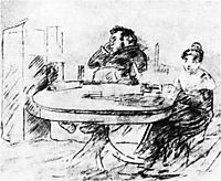 Ivan Krylov and Anna Fuhrman in the living room, 1816, kiprensky