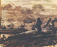 Landscape with barge haulers, 1810, kiprensky
